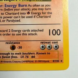 Pokemon TCG Charizard Shadowless Base Set 4/102 Holo WOTC 1999 - Image 5