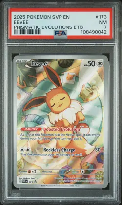 2025 Pokemon Black Star Promo #173 Eevee Prismatic Evolutions Etb PSA 7 - Image 1