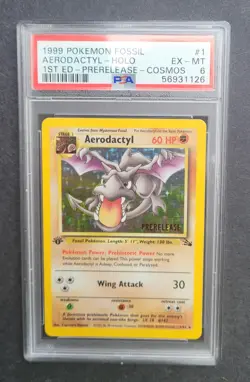 PRE-RELEASE 1999 Pokemon Aerodactyl Holo 1st Edition #1 PSA 6 Fossil WOTC TCG - Image 1