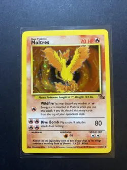 Moltres 12/62 Fossil Holo Unlimited Pokemon WOTC NM - Image 1