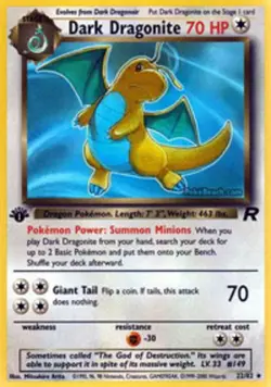 Heavily Played Dark Dragonite - 22/82 - Rare - 1st Edition Pokemon Team Rocket - Image 1