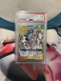Pokemon Arceus Dialga Palkia GX 156/236 Cosmic Eclipse PSA 9 - Image 1