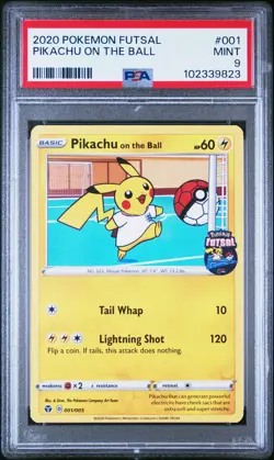 2020 POKEMON FUTSAL #001 PIKACHU ON THE BALL PSA 9 - Image 1