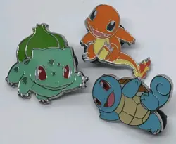 POKEMON GO TCG Official Bulbasaur Charmander Squirtle 3 Starters 1.5" Pin Set! - Image 1