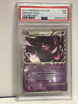 Pokemon Gengar Prime 94/102 Holo HeartGold & SoulSilver Triumphant PSA 1 PR - Image 1