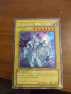 Yugioh Elemental Hero Neos Secret Rare Tin Promo Signed! LP - Image 1