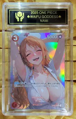 NAMI One Piece Anime Waifu Goddess CUSTOM CARD Gold/Black label - Image 2