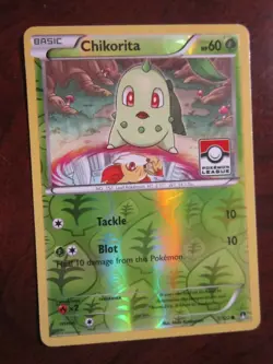 CHIKORITA REVERSE HOLO POKEMON CARD 1/122 LEAGUE PROMO BREAKPOINT NEVER PLYD NM- - Image 1