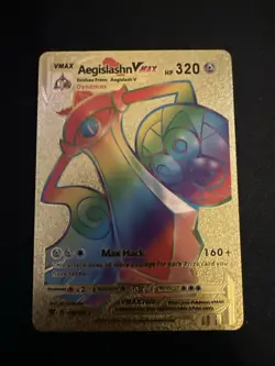 Pokemon Rainbow Aegislash Vmax Gold Foil Fan Art Card - Image 1
