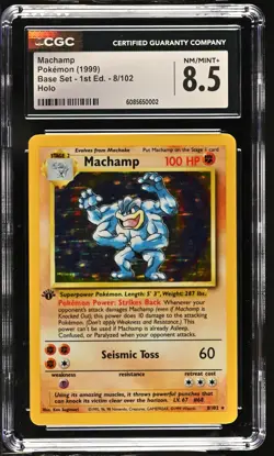 CGC 8.5 Machamp 1999 Base Set 1st Edition 8/102 Holo Pokemon Card - Image 1
