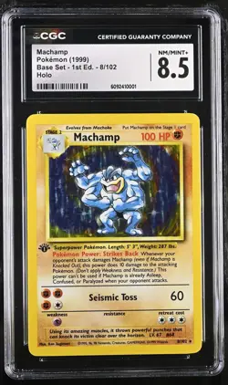 CGC 8.5 Machamp 1999 Base Set 1st Edition 8/102 Holo Pokemon Card - Image 1