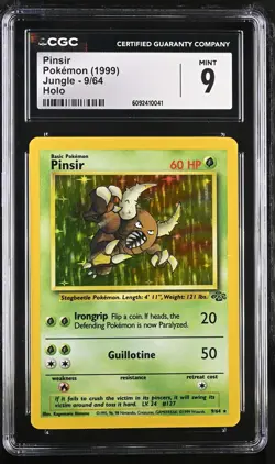 CGC 9 MINT Pinsir 1999 Jungle 9/64 Holo Pokemon Card - Image 1