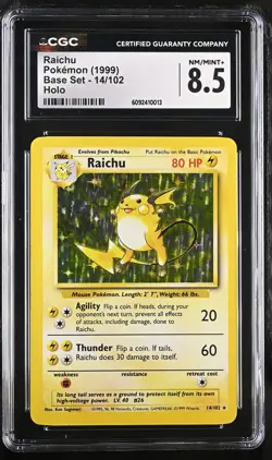 CGC 8.5 Raichu 1999 Base Set 14/102 Holo Pokemon Card - Image 1
