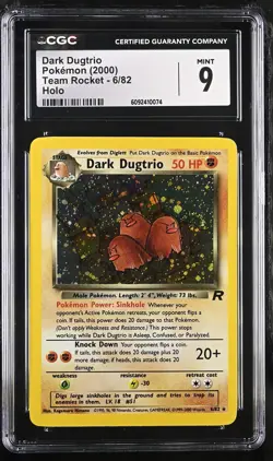 CGC 9 MINT Dark Dugtrio 2000 Team Rocket 6/82 Holo SWIRL Pokemon Card - Image 1