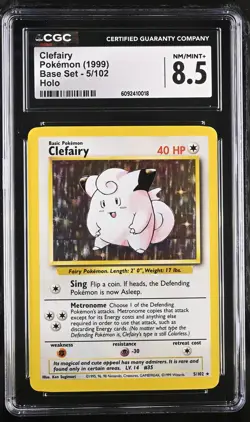 CGC 8.5 Clefairy 1999 Base Set 5/102 Holo Pokemon Card - Image 1
