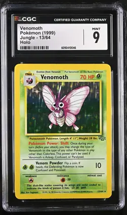 CGC 9 MINT Venomoth 1999 Jungle 13/64 Holo Pokemon Card - Image 1