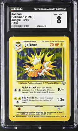 CGC 8 Jolteon 1999 Jungle 4/64 Holo Pokemon Card - Image 1