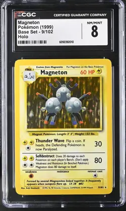 CGC 8 Magneton 1999 Base Set 9/102 Holo Pokemon Card - Image 1