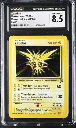 CGC 8.5 Zapdos 2000 Base Set 2 20/130 Holo Pokemon Card - Image 1