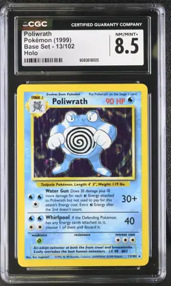 CGC 8.5 Poliwrath 1999 Base Set 13/102 Holo Pokemon Card - Image 1