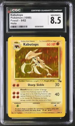 CGC 8.5 Kabutops 1999 Fossil 9/62 Holo Pokemon Card - Image 1