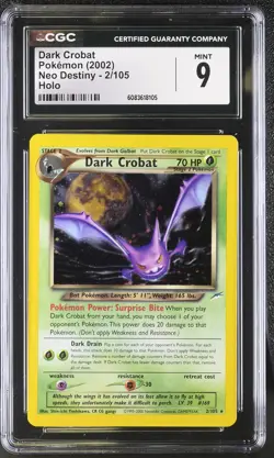 CGC 9 MINT Dark Crobat 2002 Neo Destiny 2/105 Holo Pokemon Card - Image 1