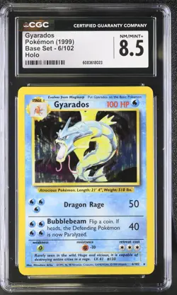 CGC 8.5 Gyarados 1999 Base Set 6/102 Holo Pokemon Card - Image 1