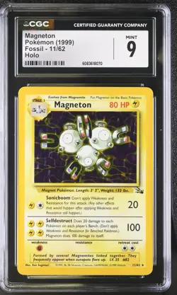 CGC 9 MINT Magneton 1999 Fossil 11/62 Holo Pokemon Card - Image 1