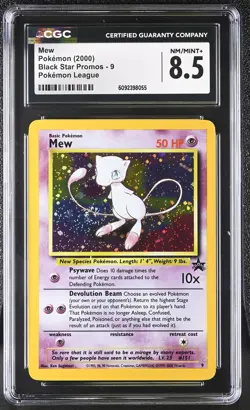 CGC 8.5 Mew 2000 Black Star Promos 9 Holo SWIRL Pokemon Card - Image 1
