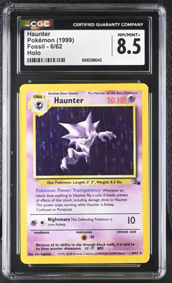 CGC 8.5 Haunter 1999 Fossil 6/62 Holo Pokemon Card - Image 1