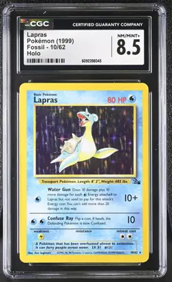 CGC 8.5 Lapras 1999 Fossil 10/62 Holo Pokemon Card - Image 1