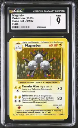CGC 9 MINT Magneton 1999 Base Set 9/102 Holo Pokemon Card - Image 1