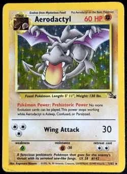 Aerodactyl 1/62 Fossil Holo Pokemon Card WOTC - LP/MP Condition - Image 1