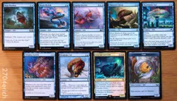 Set of 9 Blue Fish Creatures & Spells *NM* (English Magic EDH MTG Commander) - Image 1