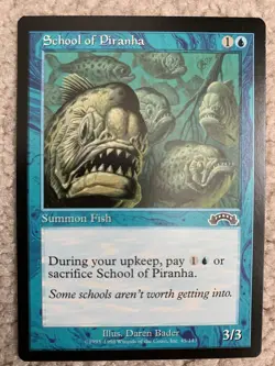MTG School of Piranha Exodus NM BLUE Magic the Gathering - Image 1