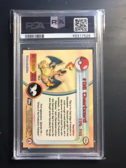 Charizard 1999 Topps Pokemon T.V. #6 Foil Black Logo PSA 9 “Rays” pattern - Image 2