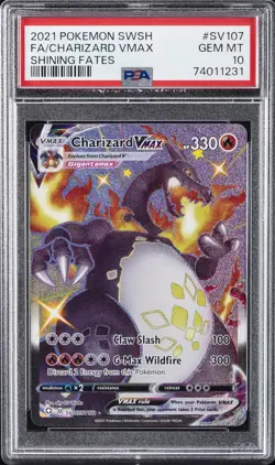 2021 POKEMON SWORD & SHIELD SHINING FATES #SV107 FULL ART/CHARIZARD VMAX PSA 10 - Image 1