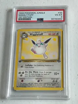 1ST EDITION Wigglytuff! 1999 Pokemon TCG Jungle #32/64 PSA 4 VG-EX - Image 1