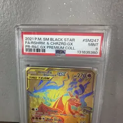 2021 Pokemon Reshiram & Charizard GX SM247 Sm Holo Gold Black Star Promo PSA 9 - Image 2