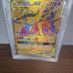 2021 Pokemon Reshiram & Charizard GX SM247 Sm Holo Gold Black Star Promo PSA 9 - Image 3