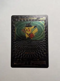 Ultra Rare Pokemon Black Foil Card Special Delivery Pikachu - Mint Condition - Image 1