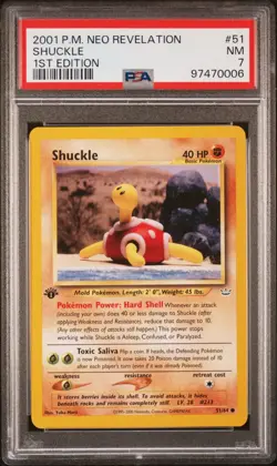 PSA 7 Pokemon TCG Shuckle Neo Revelation 51/64 Regular 1st Edition Common - Image 1