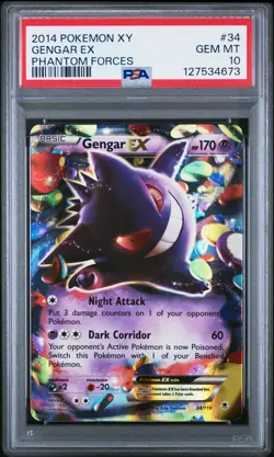 2014 POKEMON XY PHANTOM FORCES #34 GENGAR EX PSA 10 - Image 1