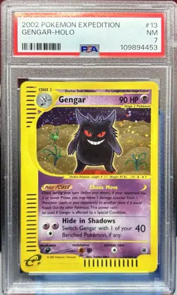 PSA 7 2002 Pokemon Expedition Gengar Holo W/ Swirl No. 13 NM - Image 1
