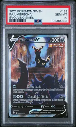 2021 POKEMON SWORD & SHIELD EVOLVING SKIES #189 FULL ART/UMBREON V PSA 10 - Image 1