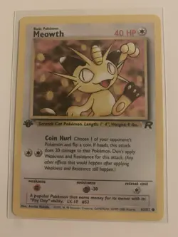 Meowth 62/82 1st Edition Common Excellent Condition Team Rocket WOTC - Image 1