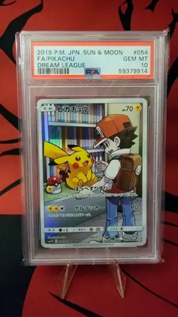 2019 Pokemon Pikachu Ash Japan Sun & Moon Dream League PSA 10 #054 CHR 8020 - Image 1