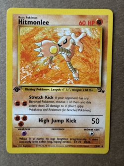 Hitmonlee 22/62 Fossil 1st Edition Non-Holo Rare Pokemon Card NM+ - Image 1