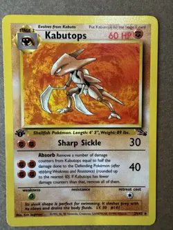 Kabutops 24/62 Fossil 1st Edition Non-Holo Rare Pokemon Card NM+ - Image 1