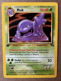 Muk 28/62 Fossil 1st Edition Non-Holo Rare Pokemon Card NM+ - Image 1